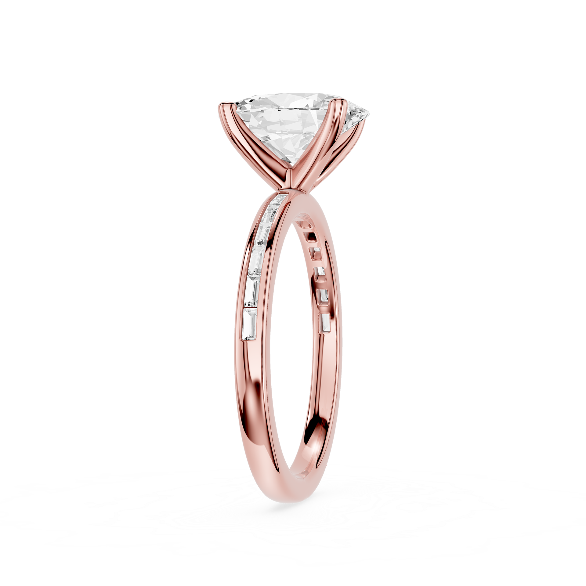 Oval Cut Lab Grown Diamond Baguette Accent Ring