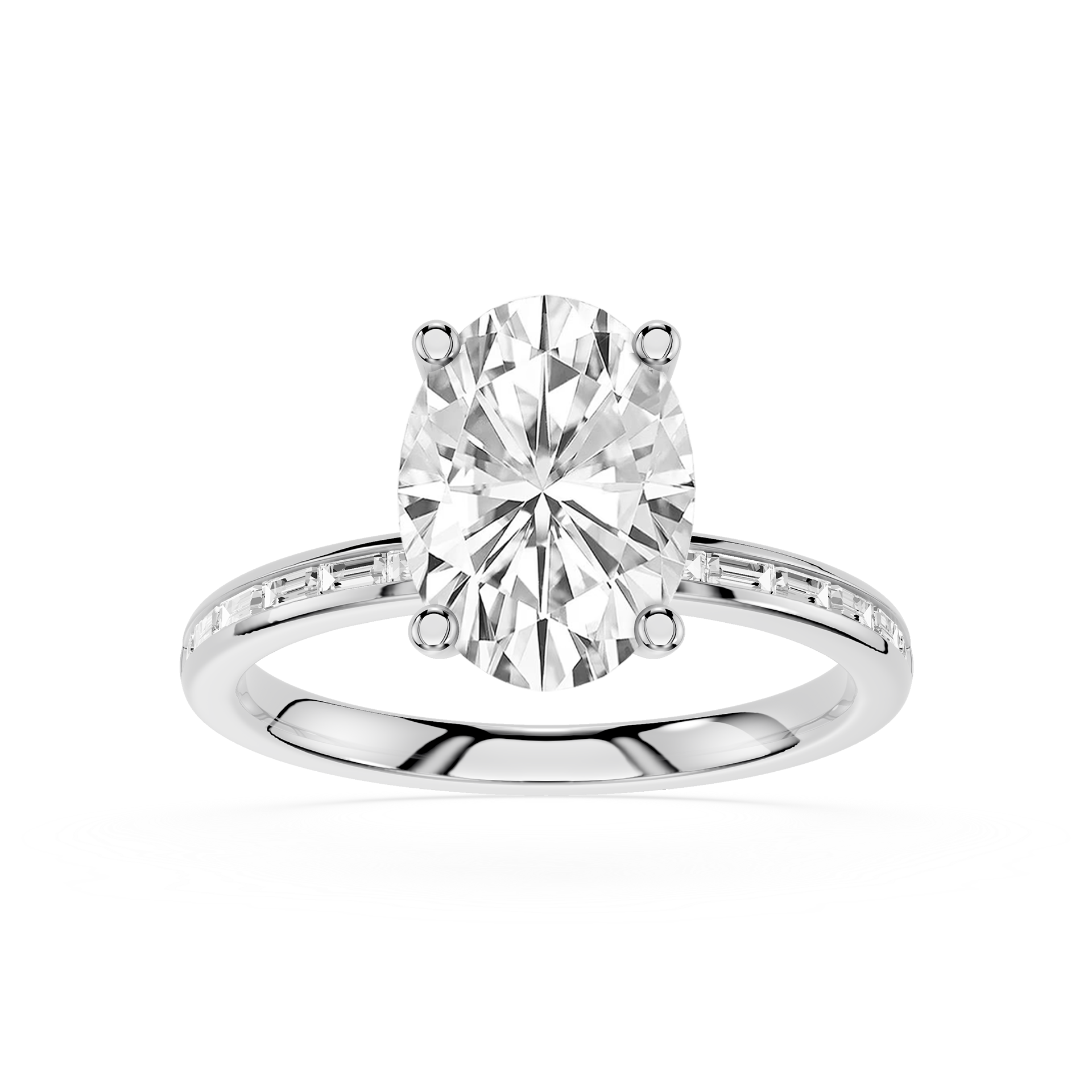 Oval Cut Lab Grown Diamond Baguette Accent Ring