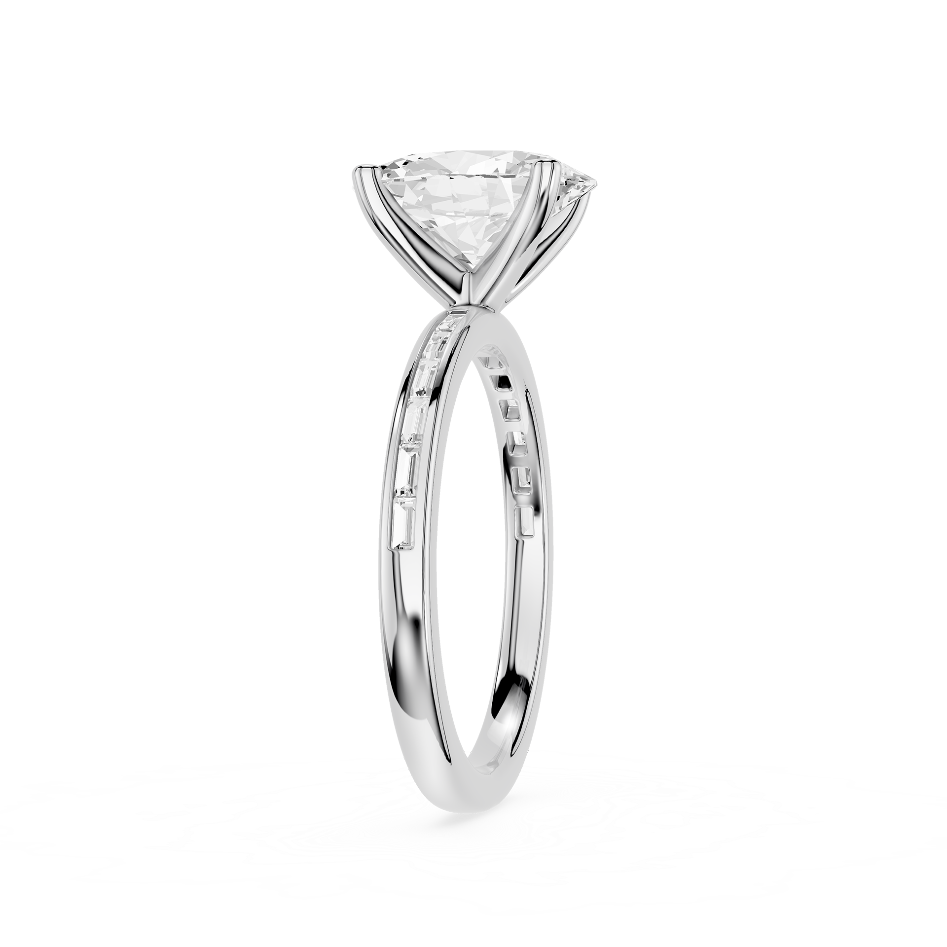 Oval Cut Lab Grown Diamond Baguette Accent Ring