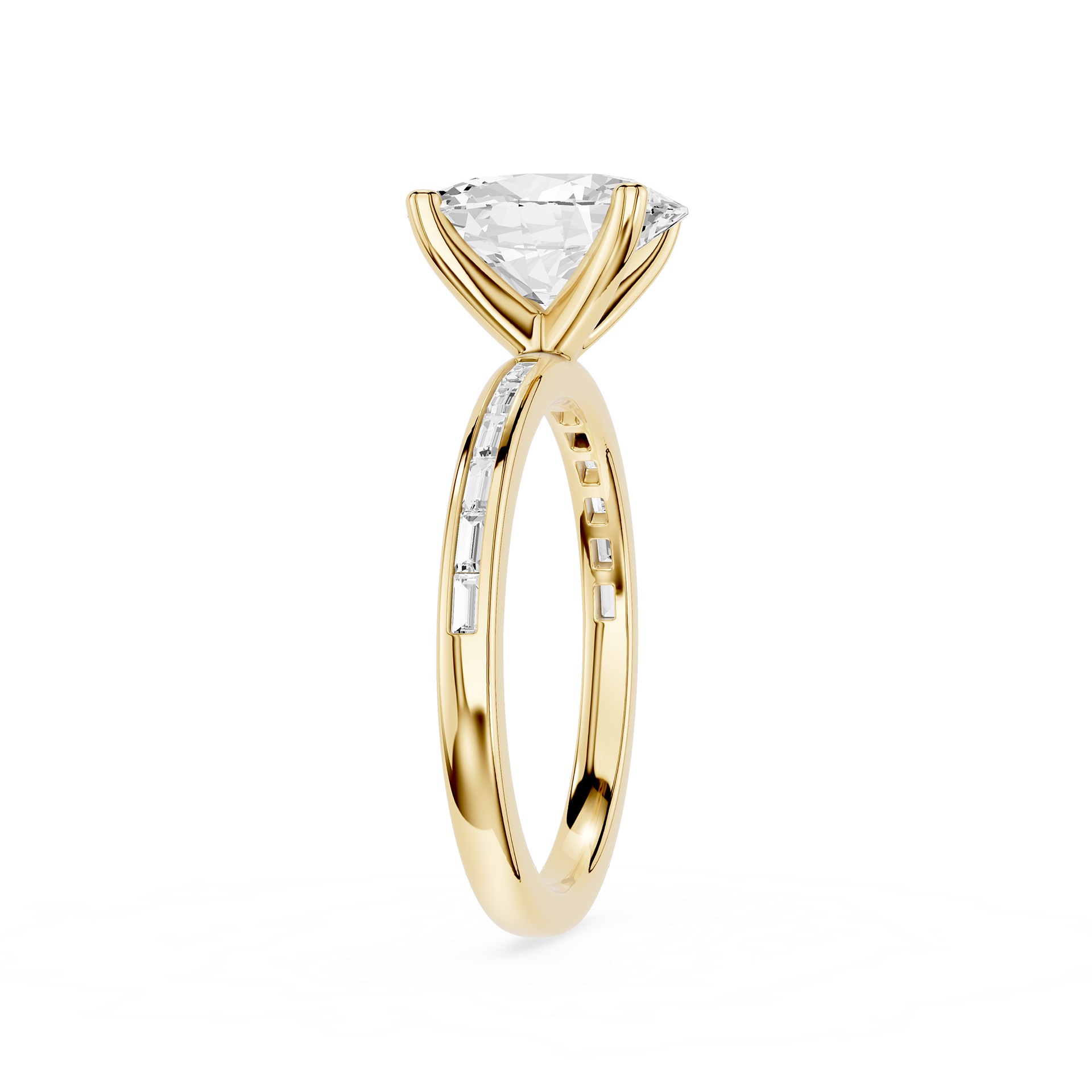 Oval Cut Lab Grown Diamond Baguette Accent Ring