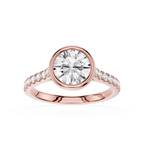 Round Cut Lab Grown Diamond Bezel Solitaire Accent Ring