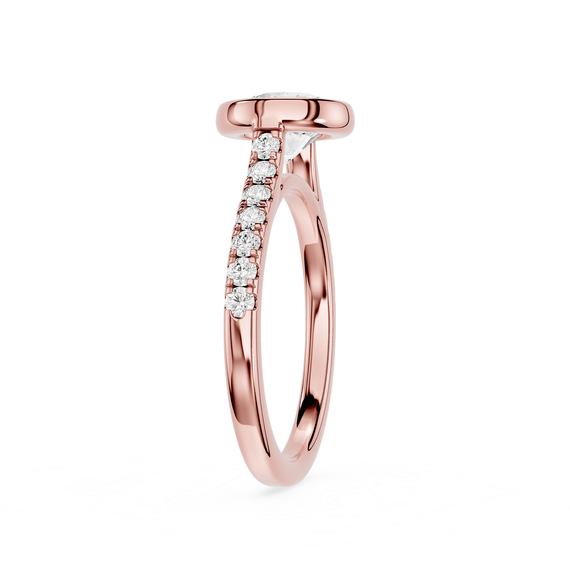 Round Cut Lab Grown Diamond Bezel Solitaire Accent Ring