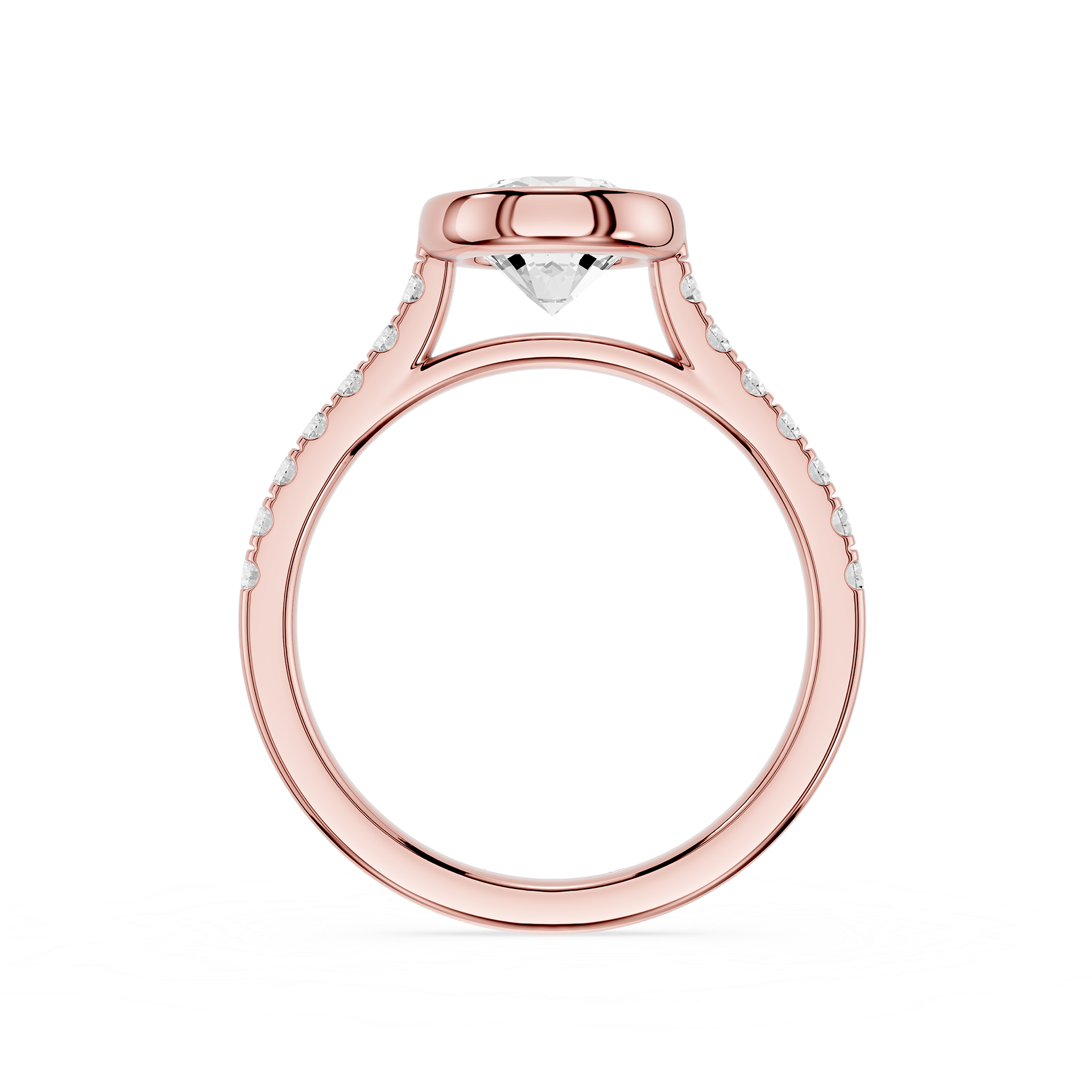 Round Cut Lab Grown Diamond Bezel Solitaire Accent Ring