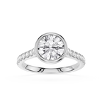 Round Cut Lab Grown Diamond Bezel Solitaire Accent Ring