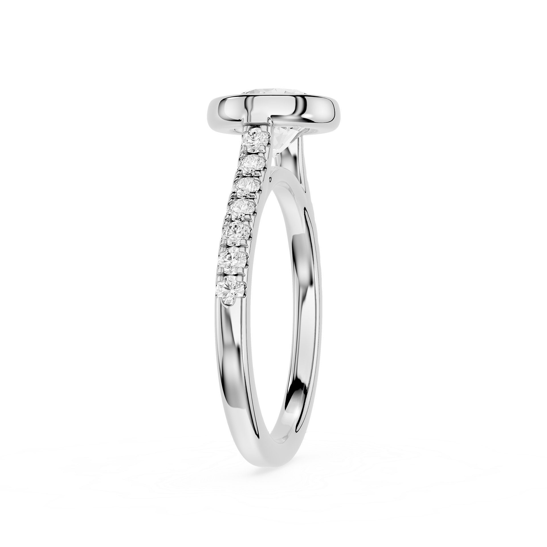 Round Cut Lab Grown Diamond Bezel Solitaire Accent Ring