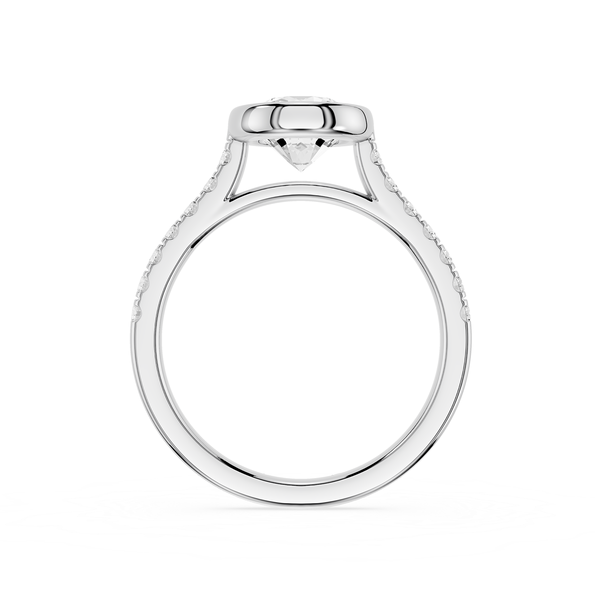Round Cut Lab Grown Diamond Bezel Solitaire Accent Ring