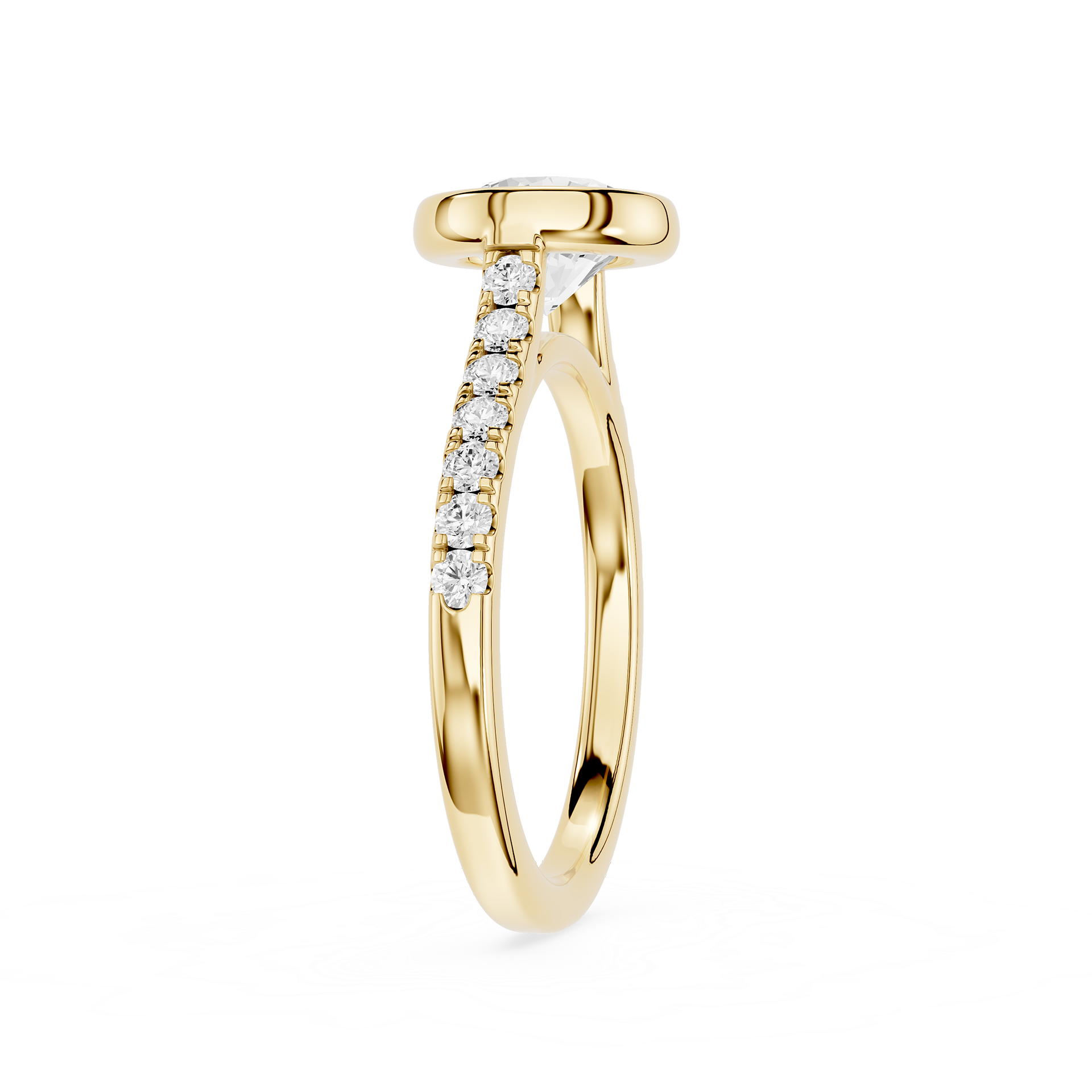 Round Cut Lab Grown Diamond Bezel Solitaire Accent Ring