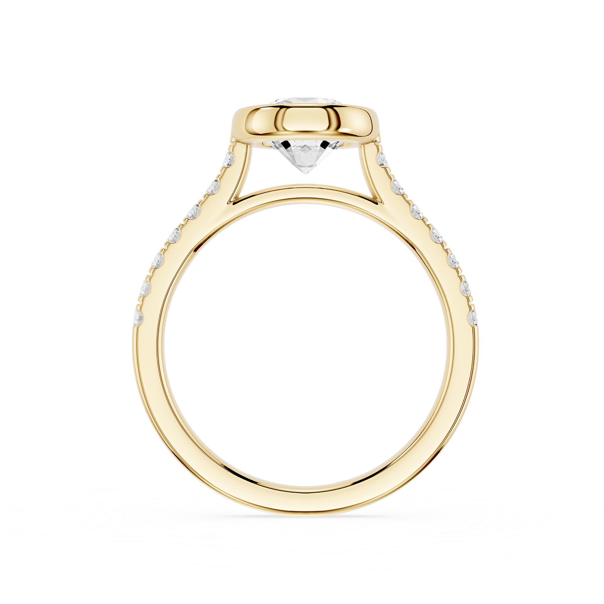 Round Cut Lab Grown Diamond Bezel Solitaire Accent Ring
