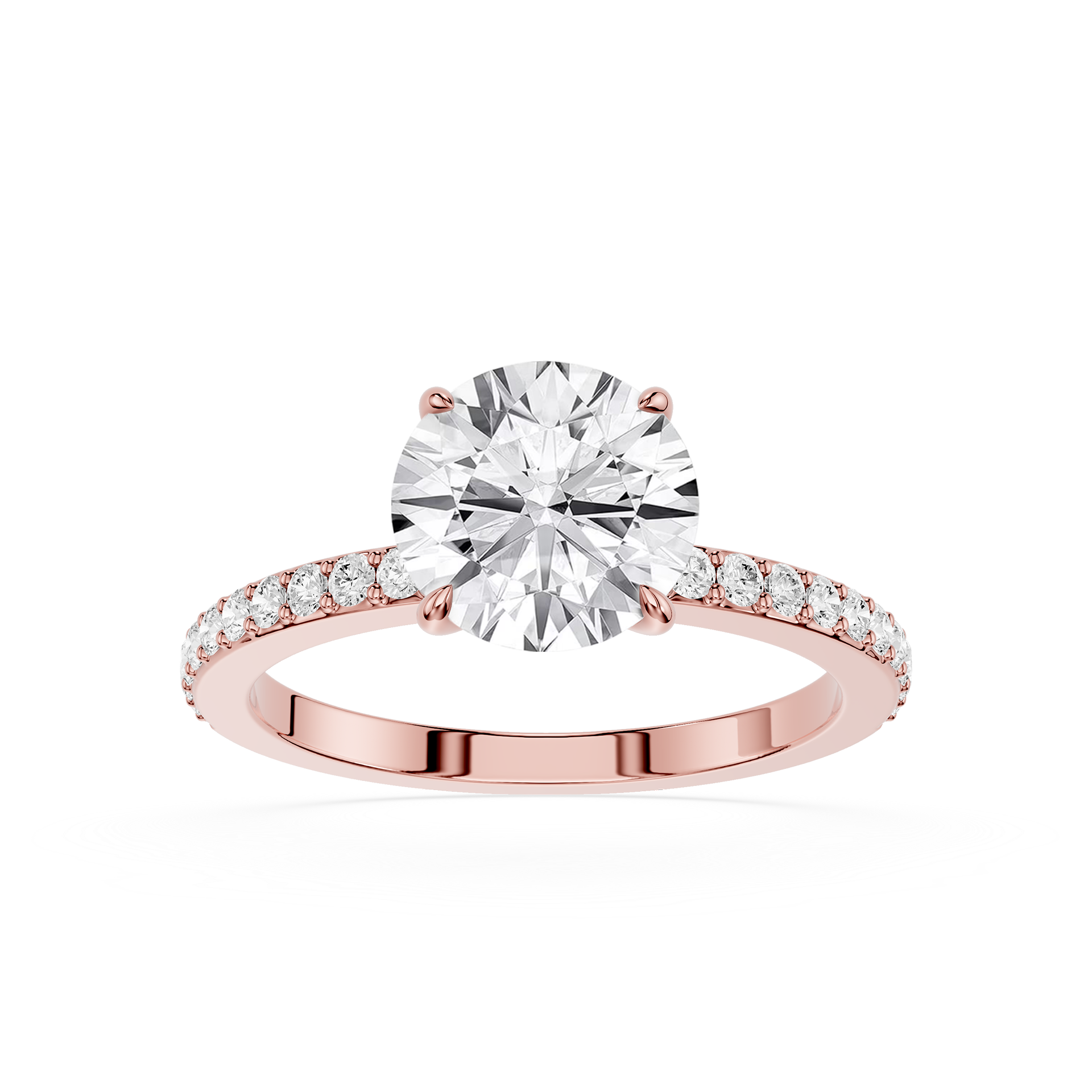 Round Cut Lab Grown Diamond Solitaire Accent Engagement Ring