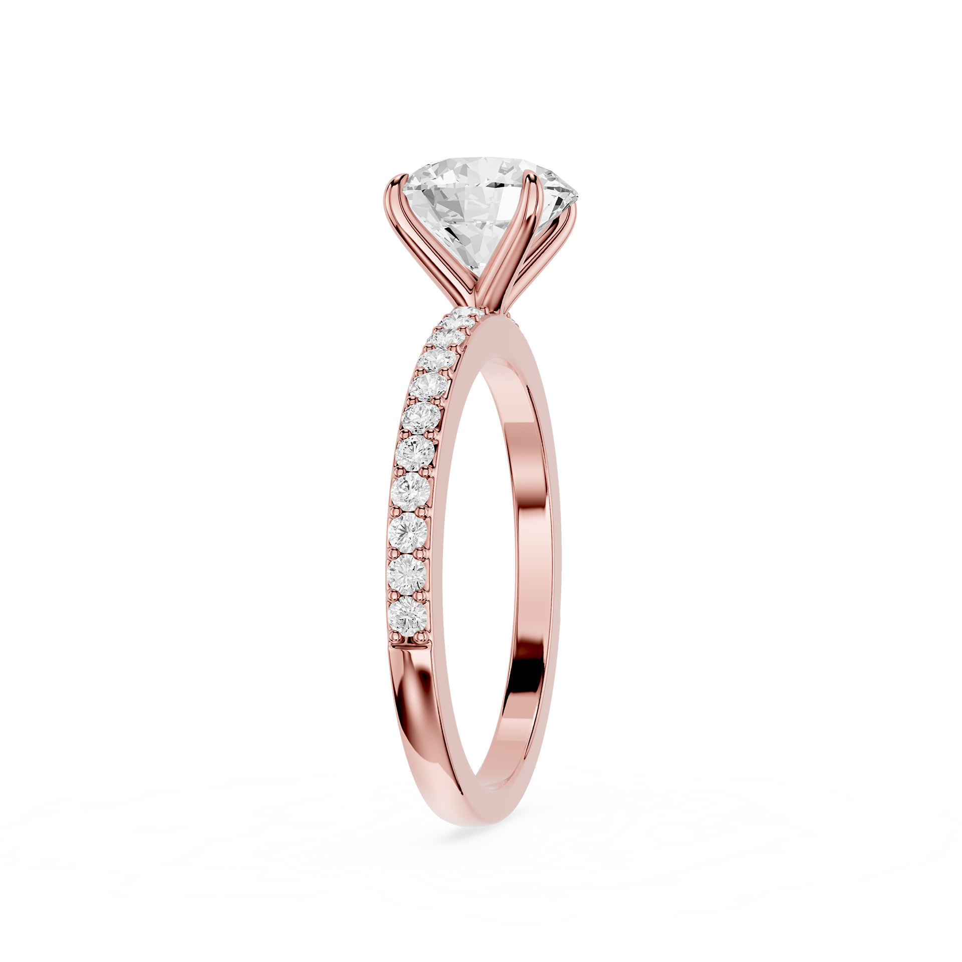 Round Cut Lab Grown Diamond Solitaire Accent Engagement Ring