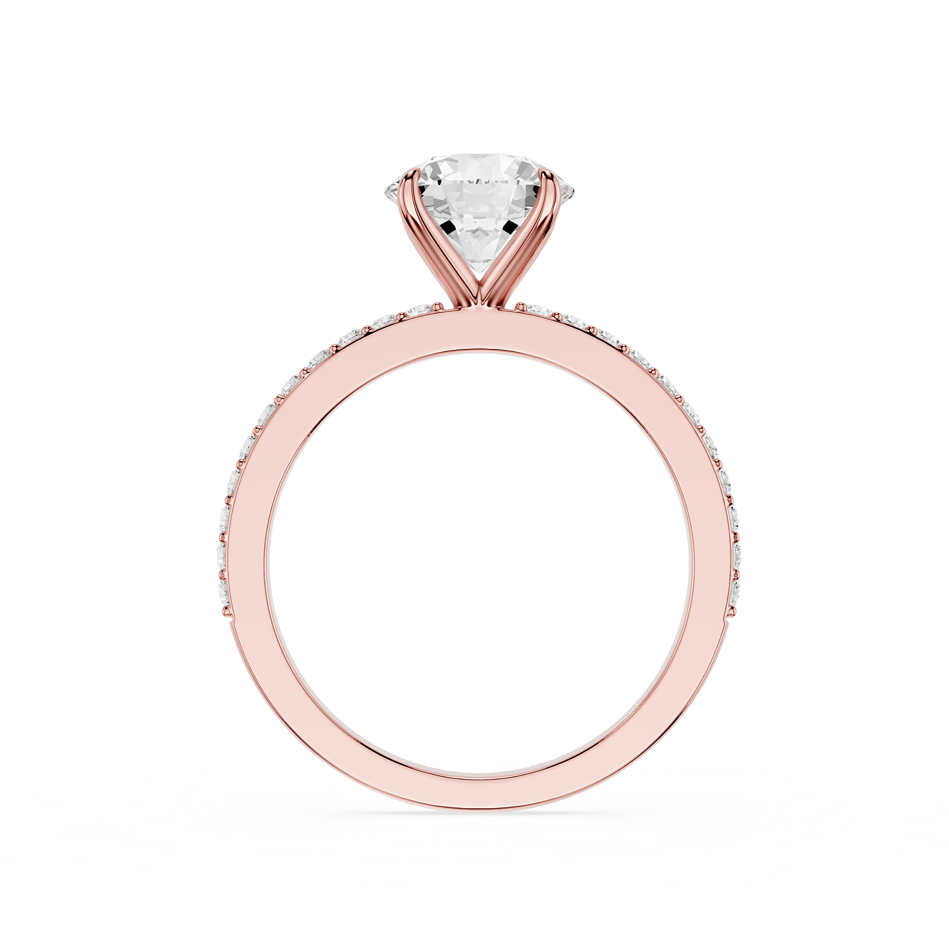 Round Cut Lab Grown Diamond Solitaire Accent Engagement Ring