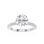 Round Cut Lab Grown Diamond Solitaire Accent Engagement Ring