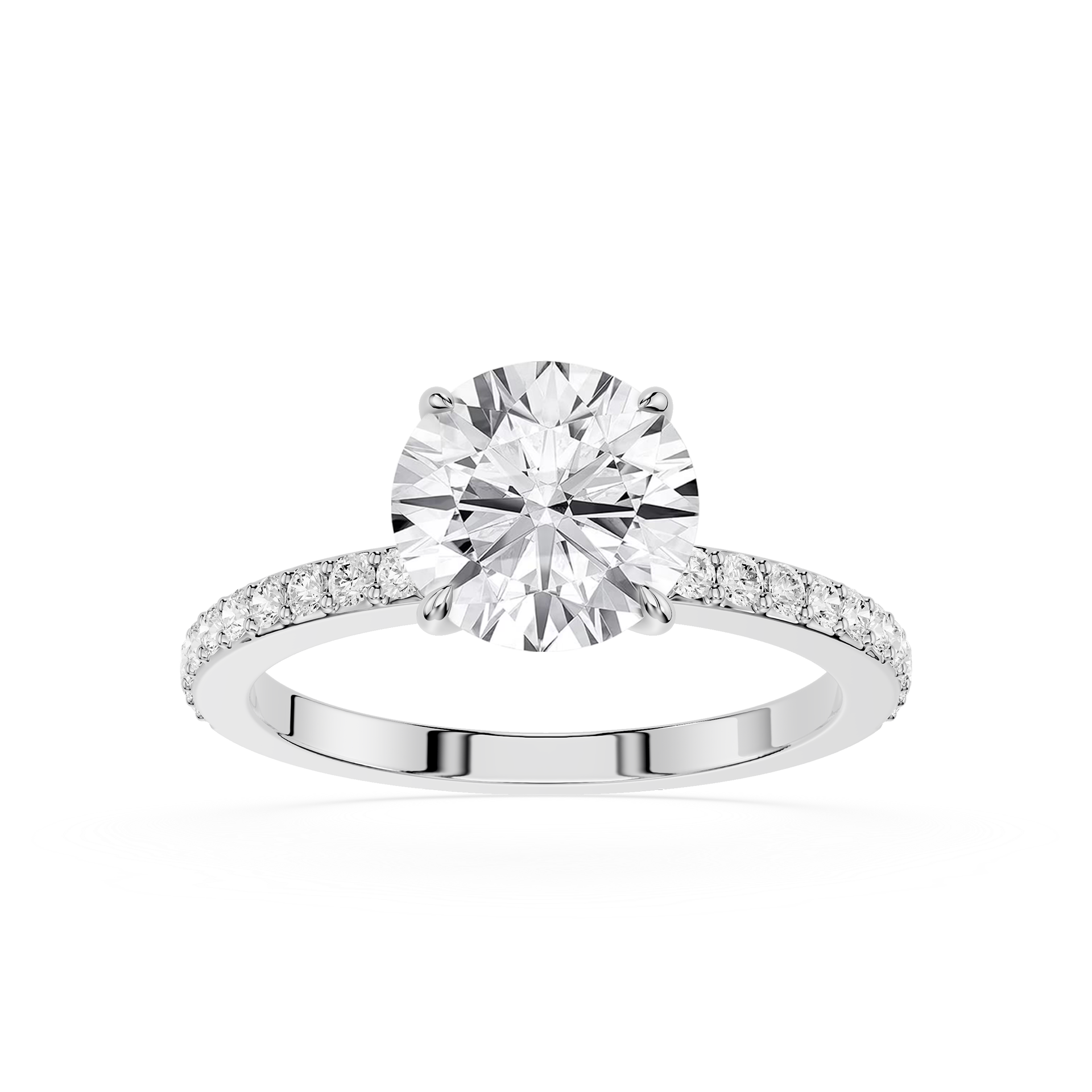 Round Cut Lab Grown Diamond Solitaire Accent Engagement Ring