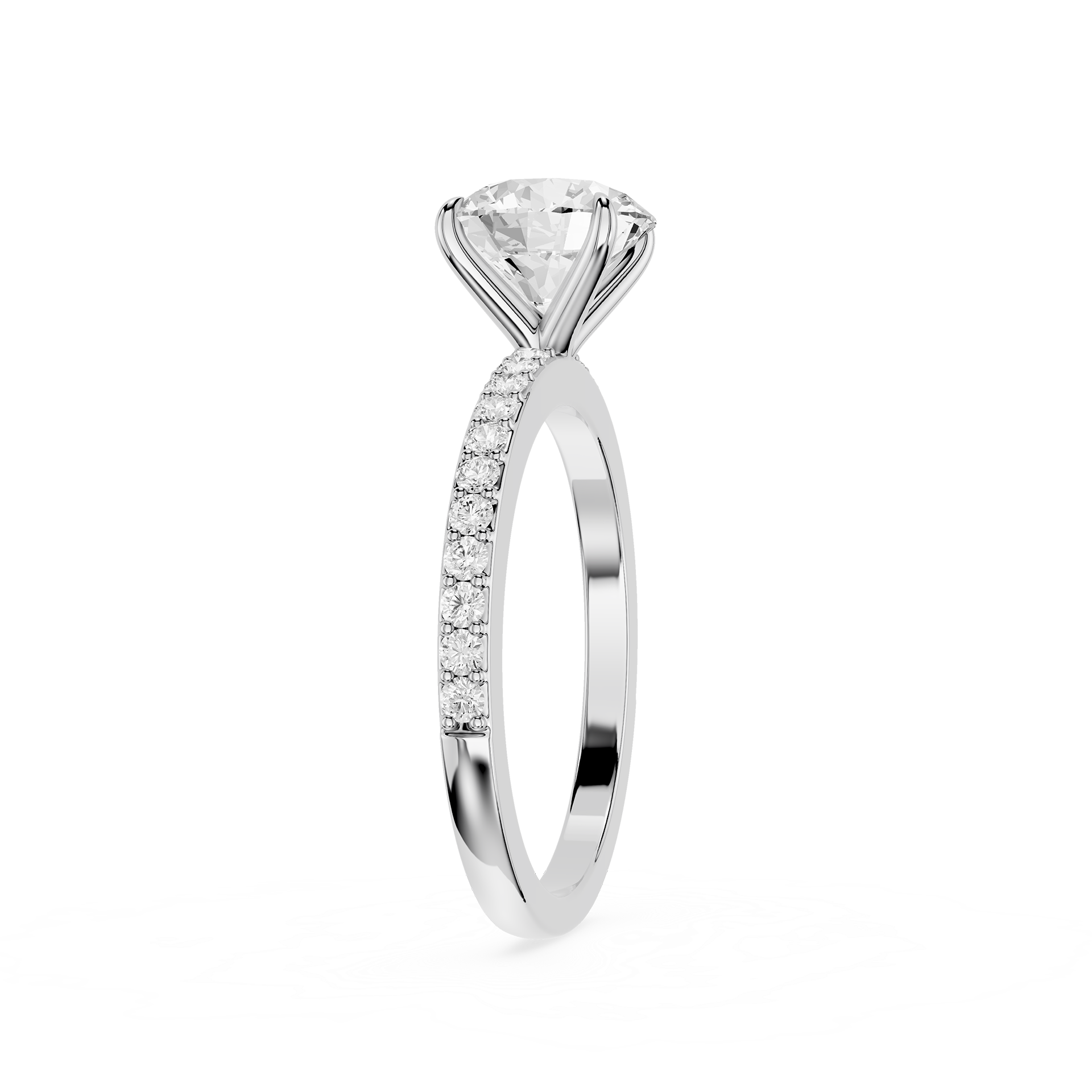 Round Cut Lab Grown Diamond Solitaire Accent Engagement Ring