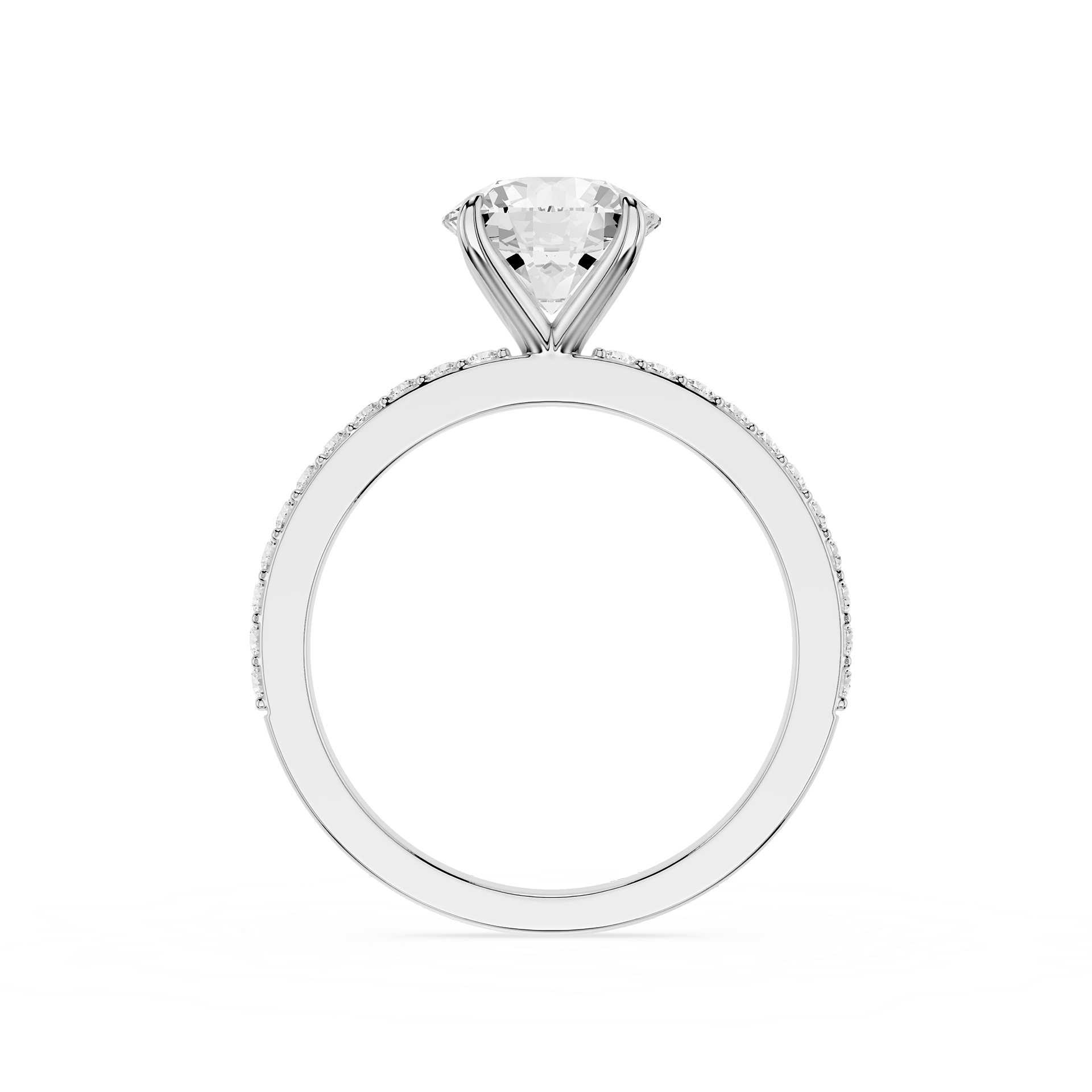 Round Cut Lab Grown Diamond Solitaire Accent Engagement Ring