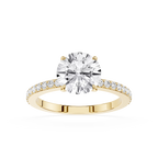 Round Cut Lab Grown Diamond Solitaire Accent Engagement Ring