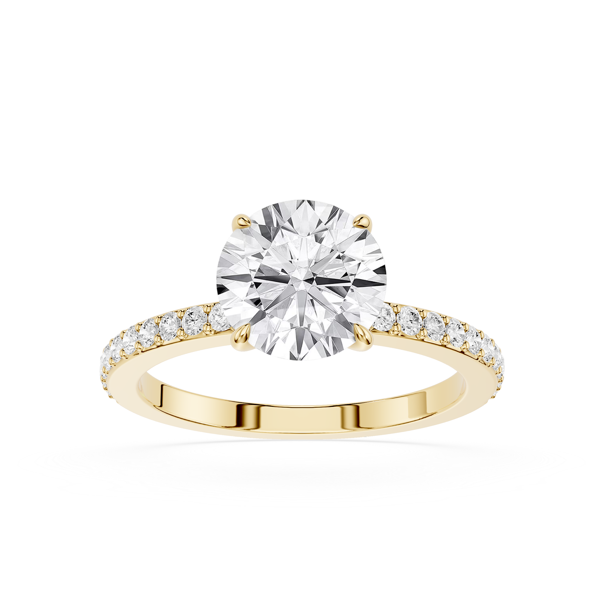 Round Cut Lab Grown Diamond Solitaire Accent Engagement Ring