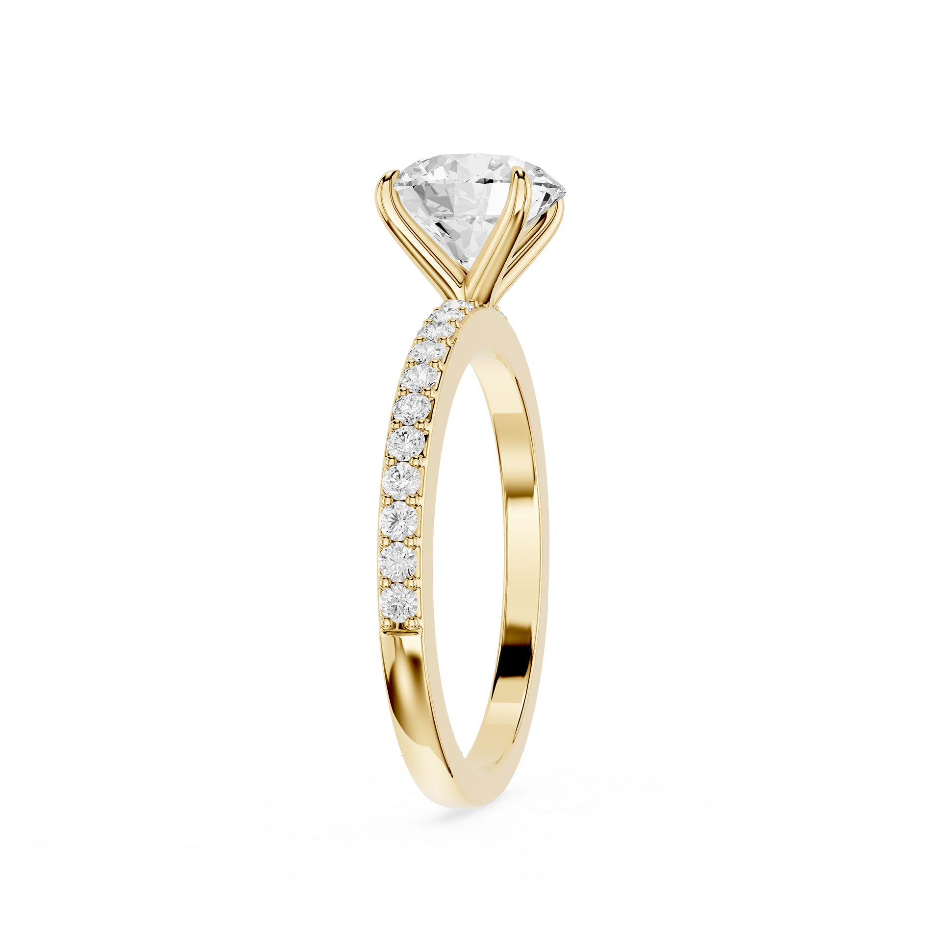 Round Cut Lab Grown Diamond Solitaire Accent Engagement Ring