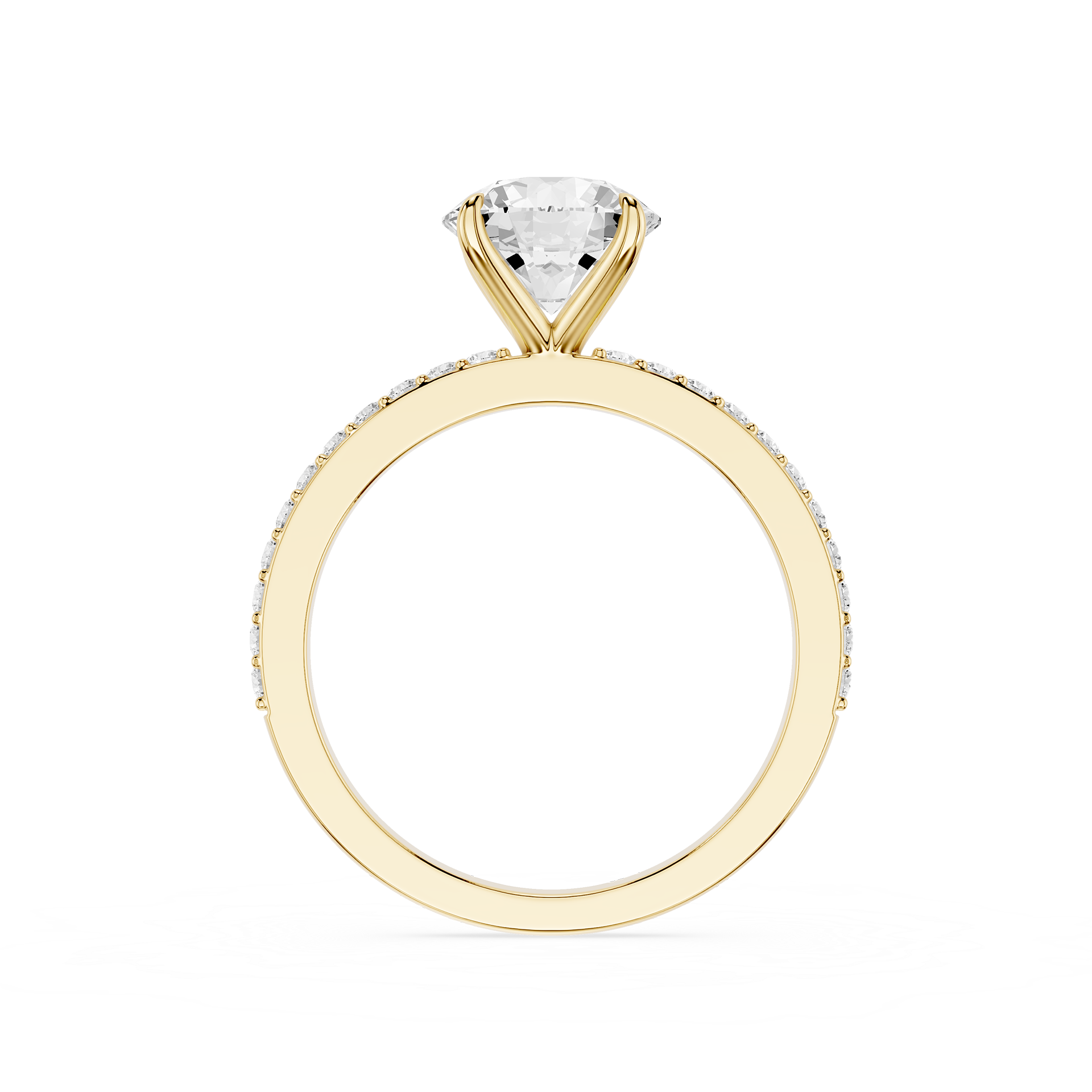 Round Cut Lab Grown Diamond Solitaire Accent Engagement Ring