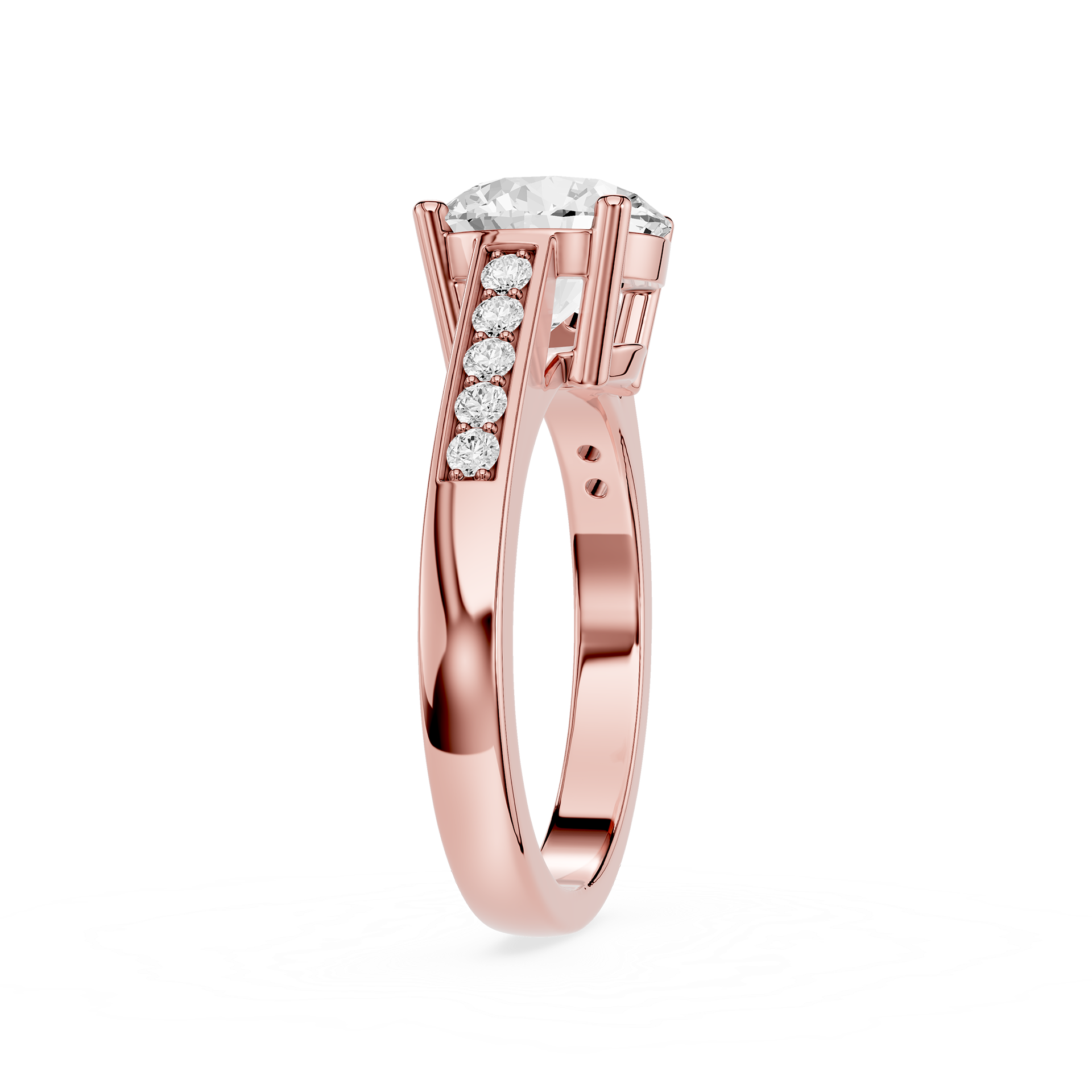 Round Cut Lab Grown Diamond Channel Accent Ring