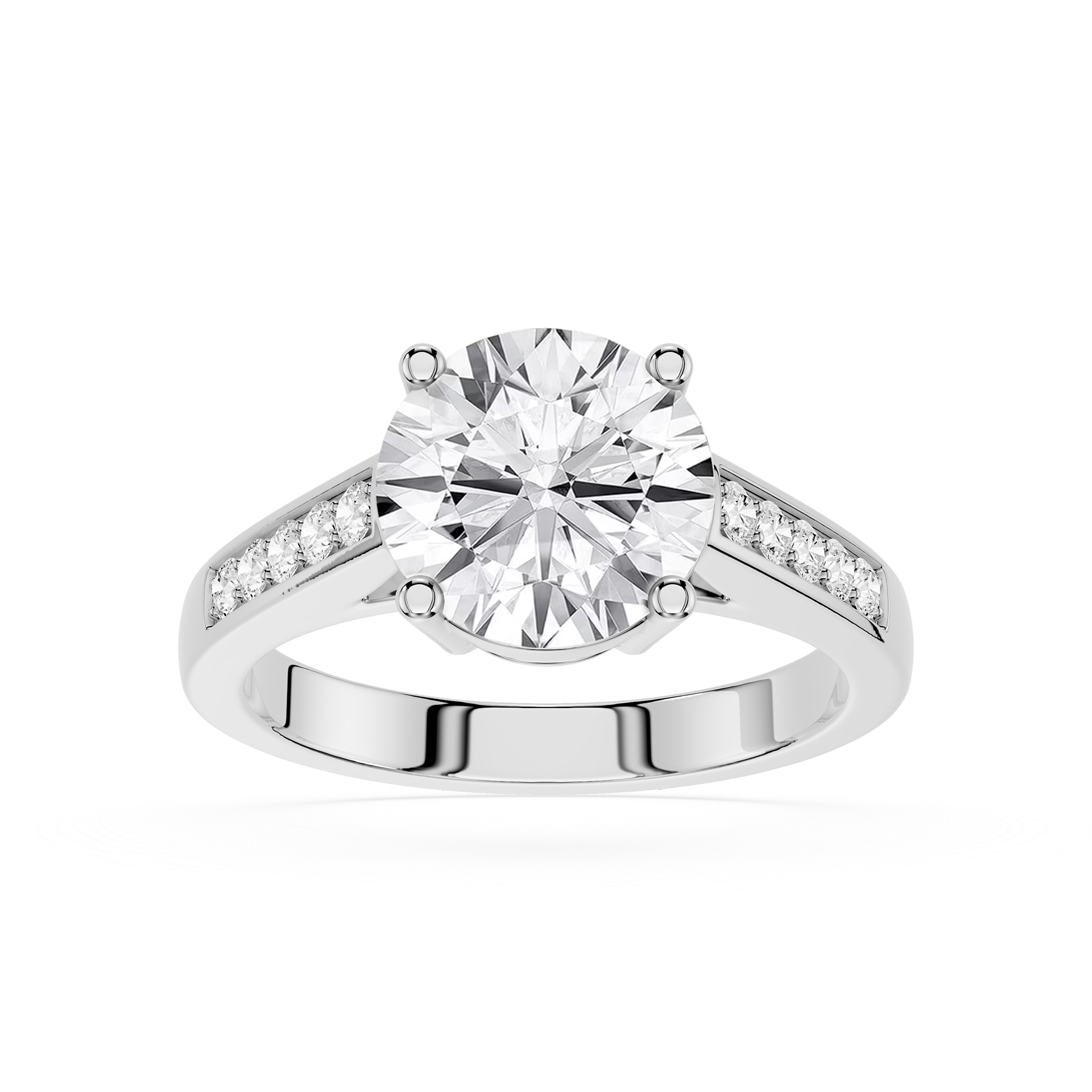 Round Cut Lab Grown Diamond Channel Accent Ring