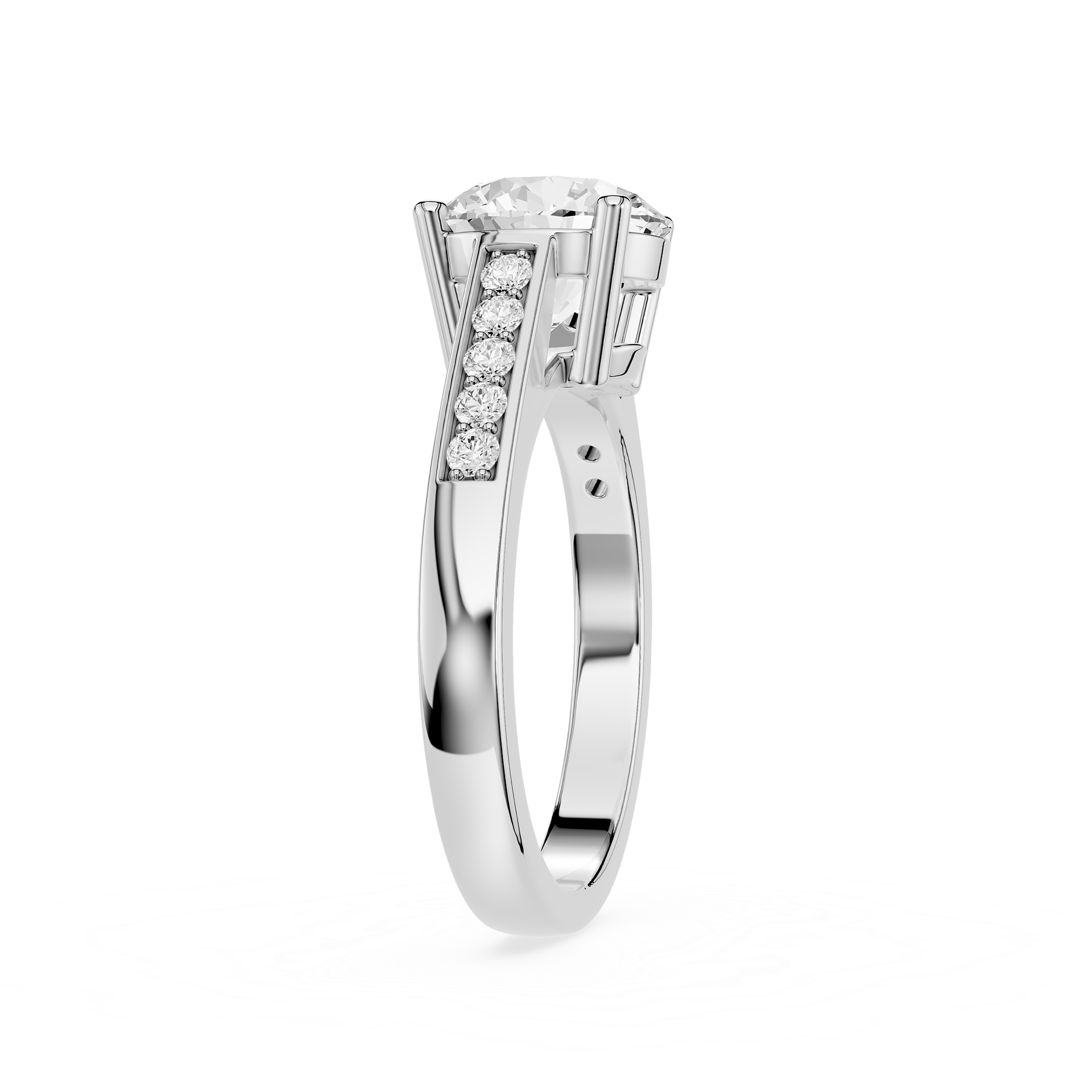 Round Cut Lab Grown Diamond Channel Accent Ring