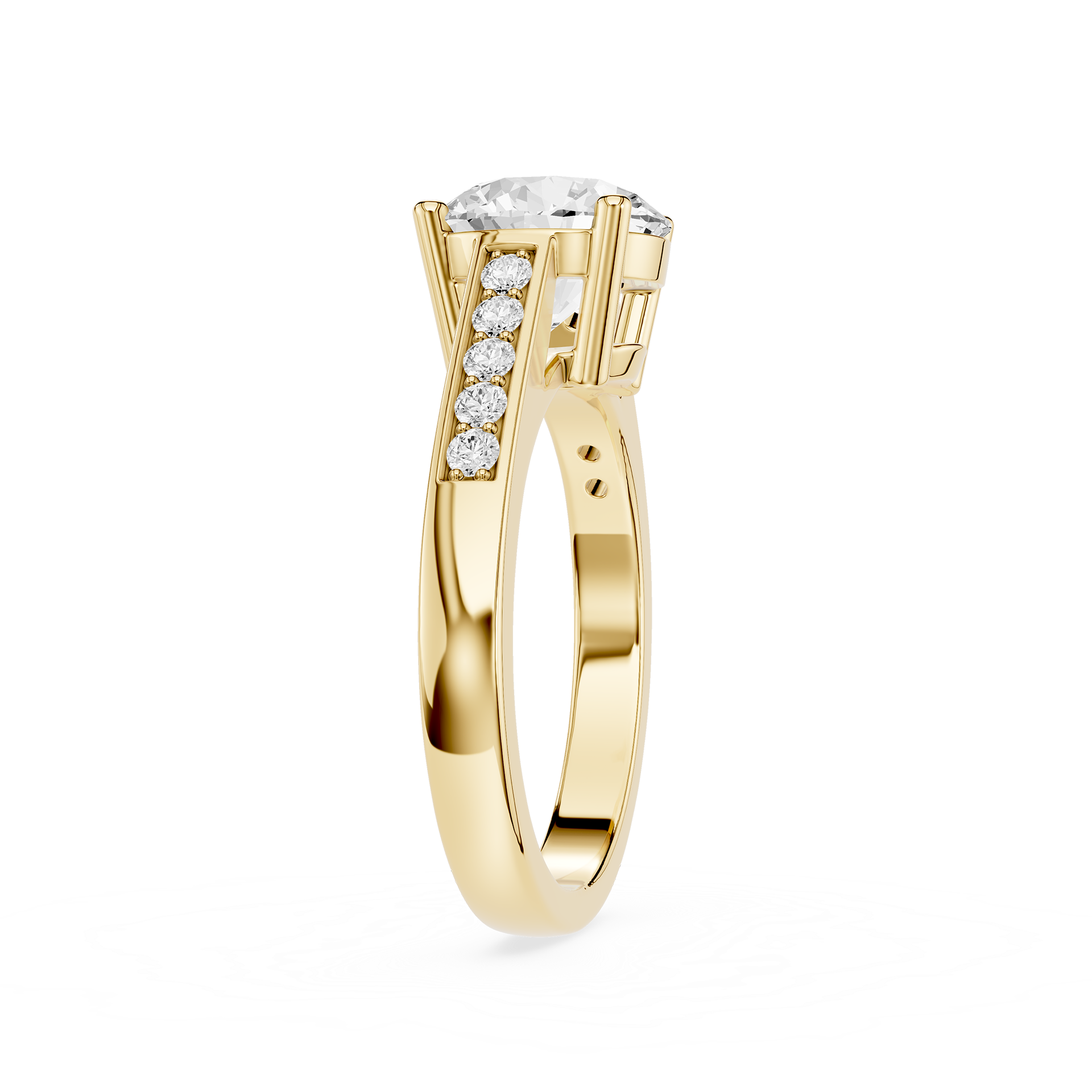 Round Cut Lab Grown Diamond Channel Accent Ring