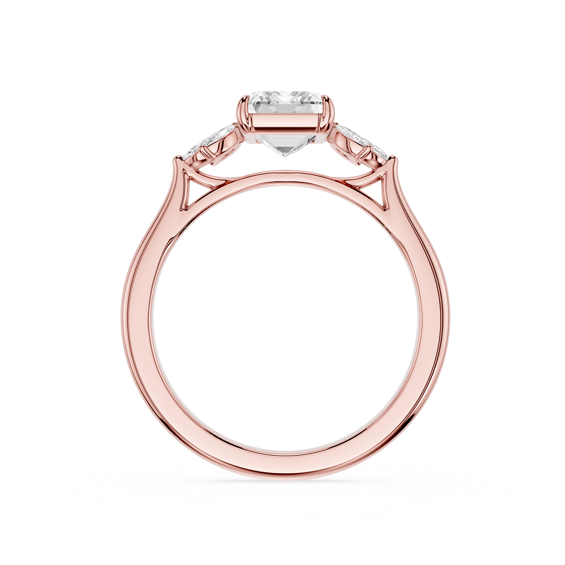Emerald Cut Lab Grown Diamond Floral Accent Engagement Ring