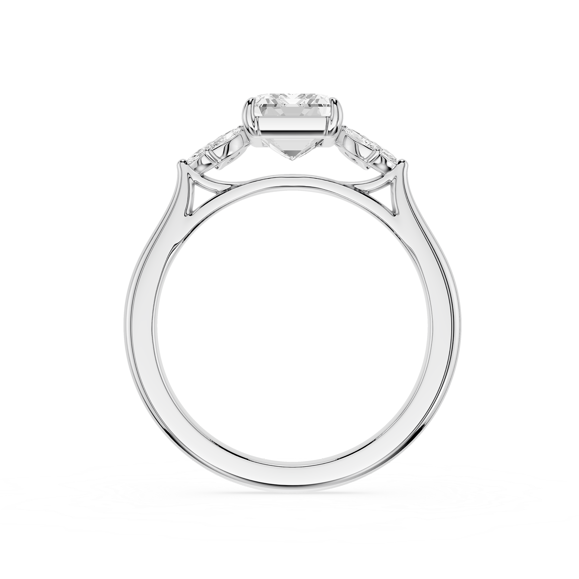 Emerald Cut Lab Grown Diamond Floral Accent Engagement Ring