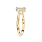 Emerald Cut Lab Grown Diamond Floral Accent Engagement Ring