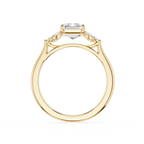 Emerald Cut Lab Grown Diamond Floral Accent Engagement Ring