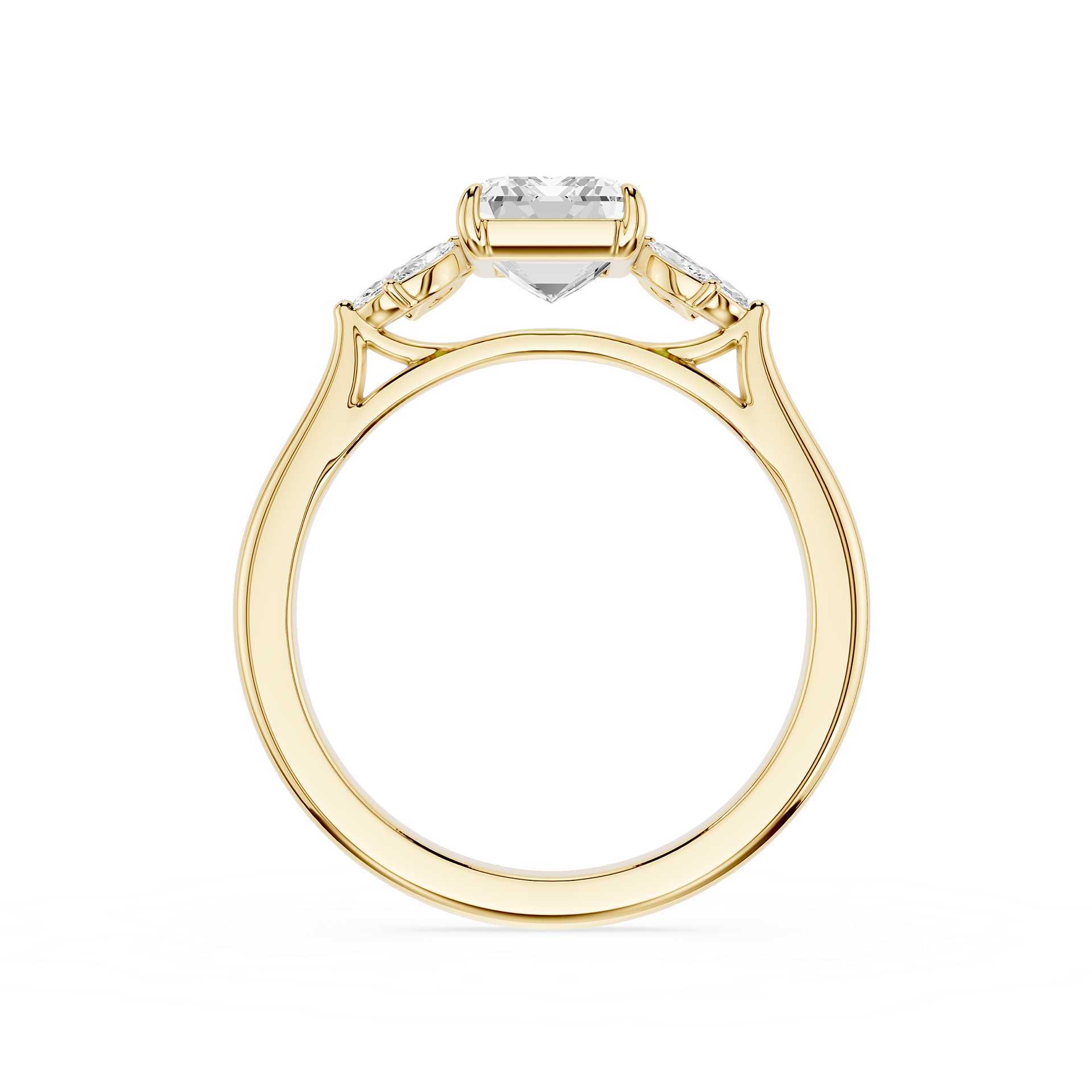 Emerald Cut Lab Grown Diamond Floral Accent Engagement Ring