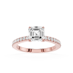 Square Emerald Lab Grown Diamond Solitaire Accent Ring