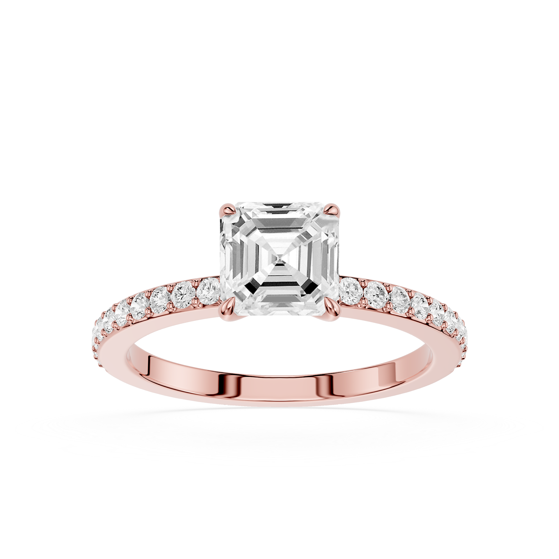 Square Emerald Lab Grown Diamond Solitaire Accent Ring