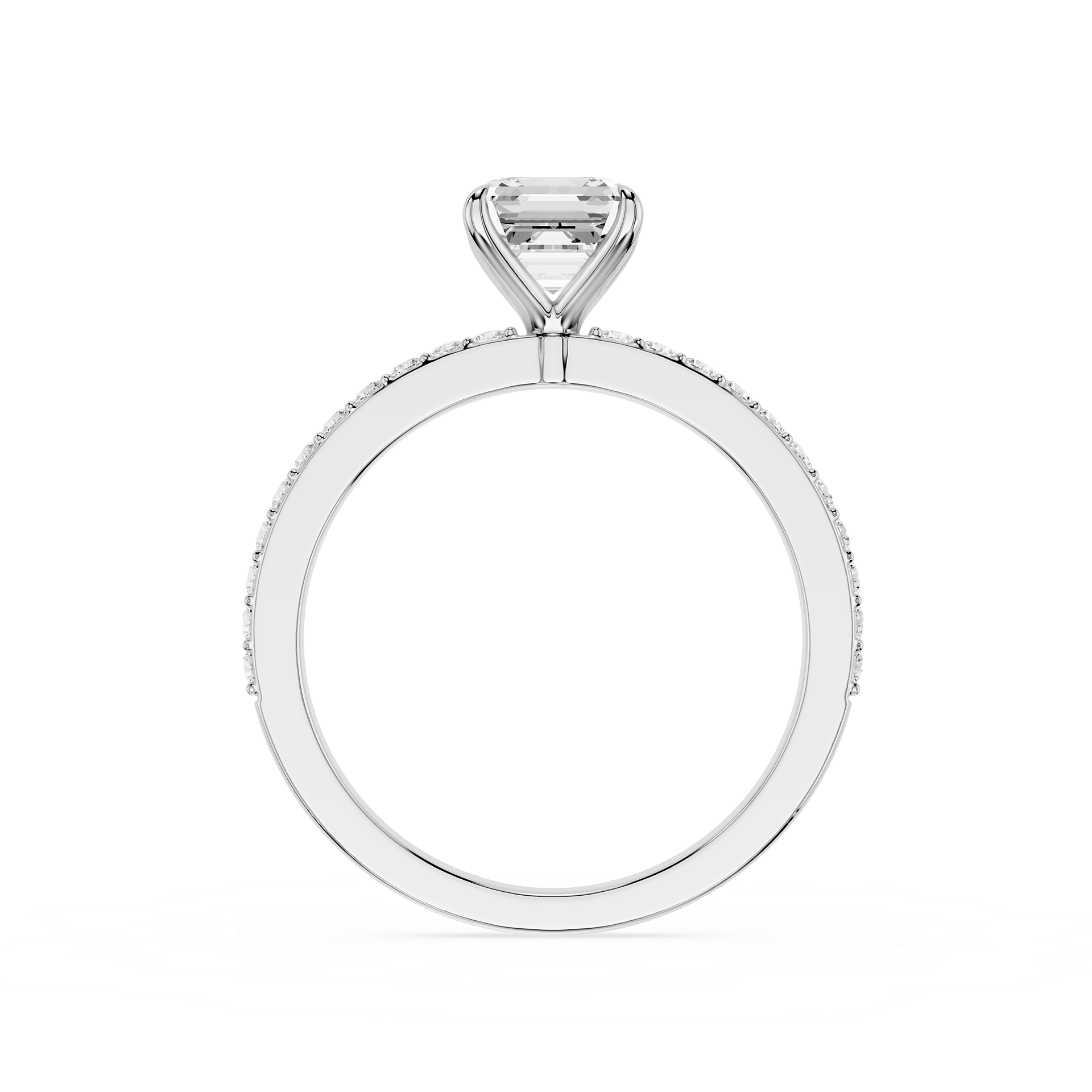 Square Emerald Lab Grown Diamond Solitaire Accent Ring