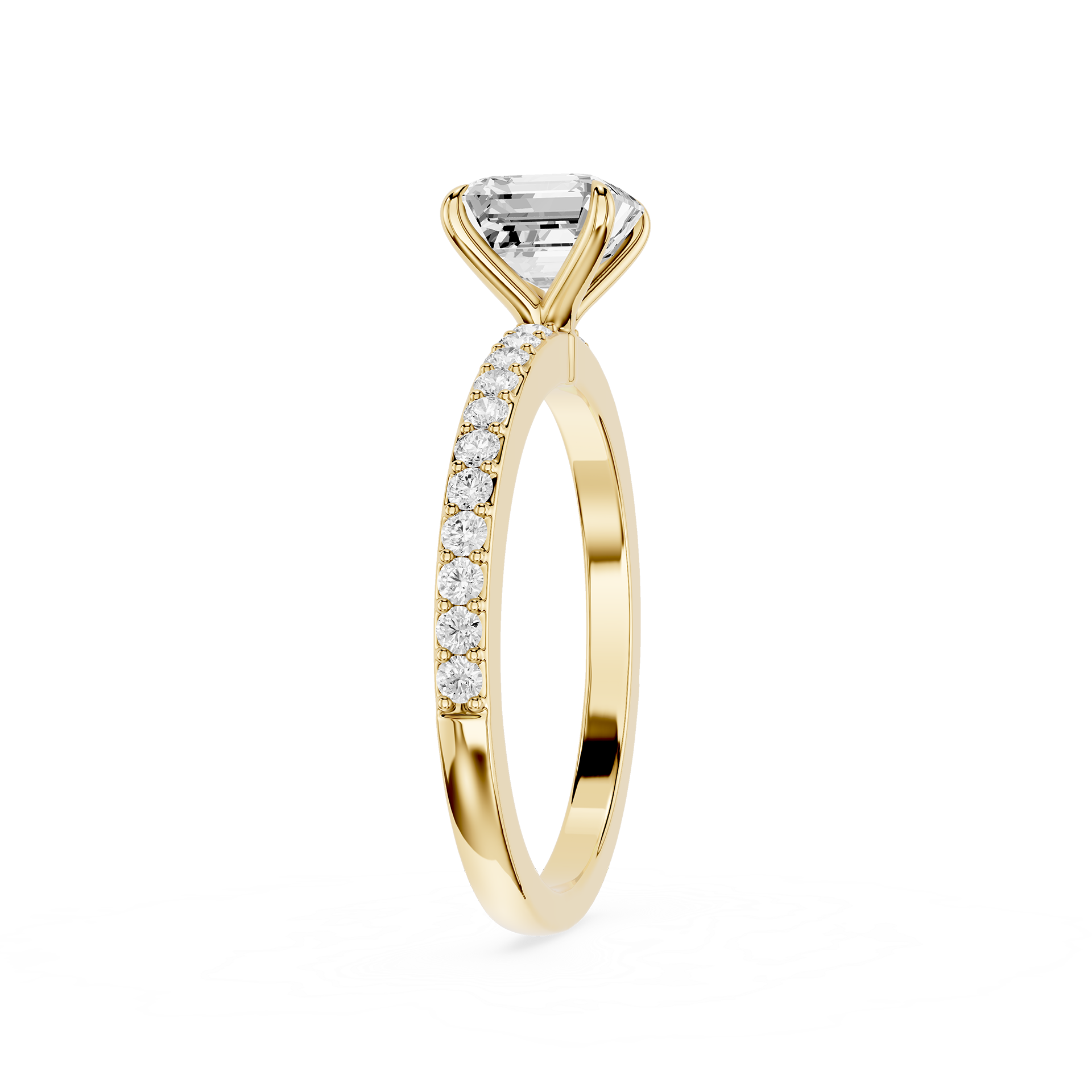 Square Emerald Lab Grown Diamond Solitaire Accent Ring