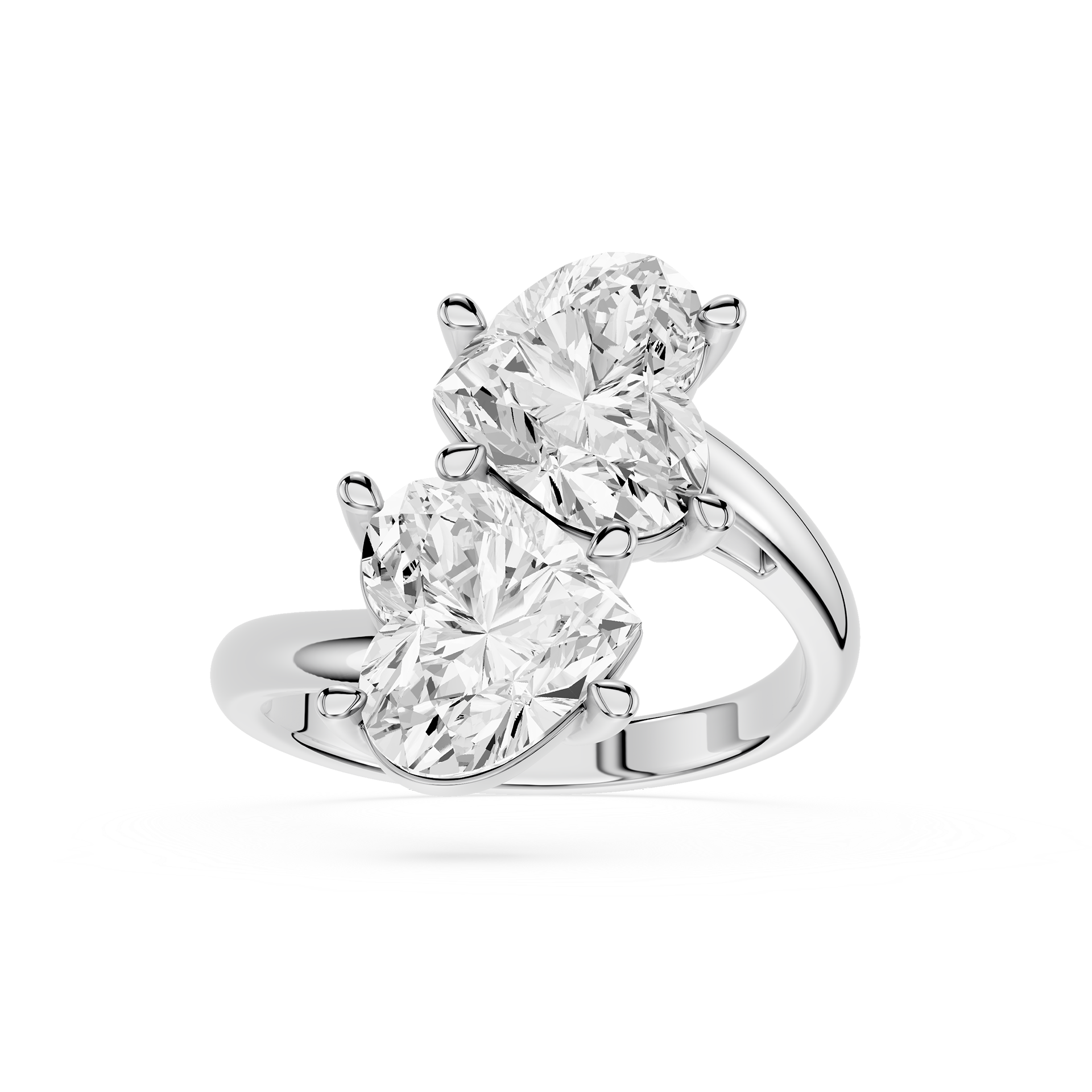 Heart Cut Lab Grown Diamond Toi et Moi Engagement Ring