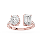 Round And Emerald Lab Grown Diamond Toi et Moi Accent Ring