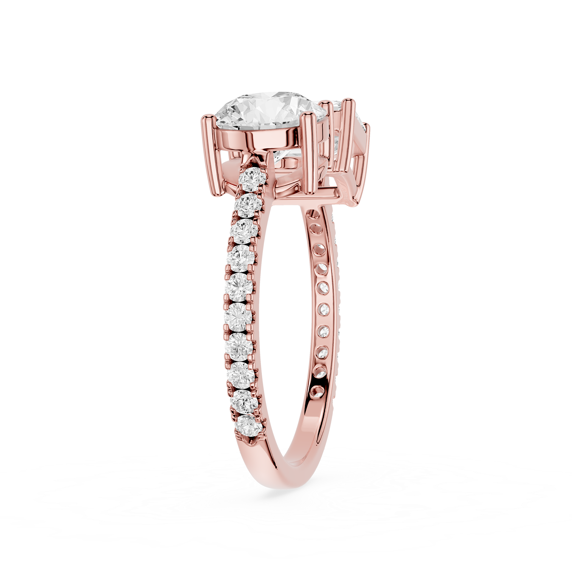 Round And Emerald Lab Grown Diamond Toi et Moi Accent Ring