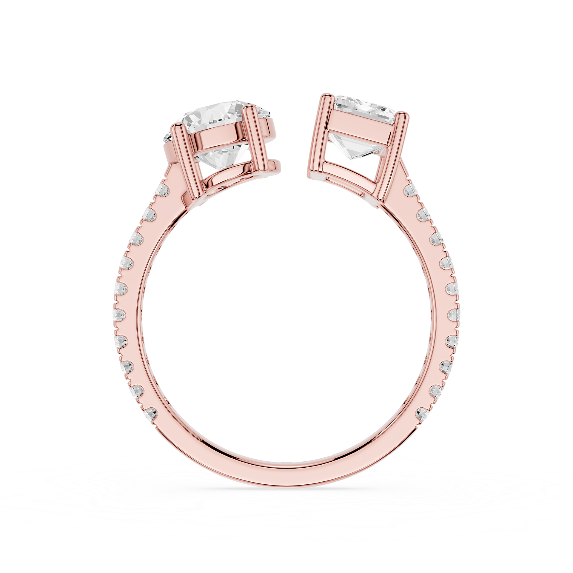 Round And Emerald Lab Grown Diamond Toi et Moi Accent Ring