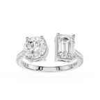 Round And Emerald Lab Grown Diamond Toi et Moi Accent Ring