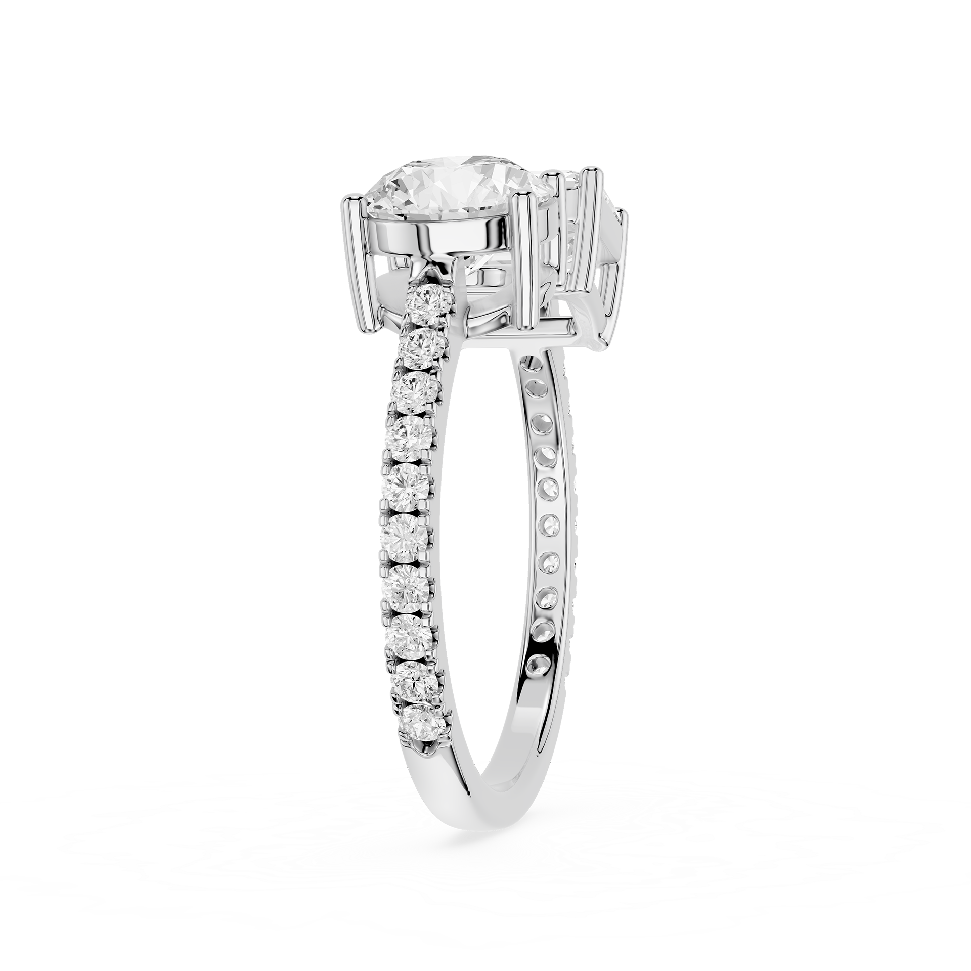 Round And Emerald Lab Grown Diamond Toi et Moi Accent Ring
