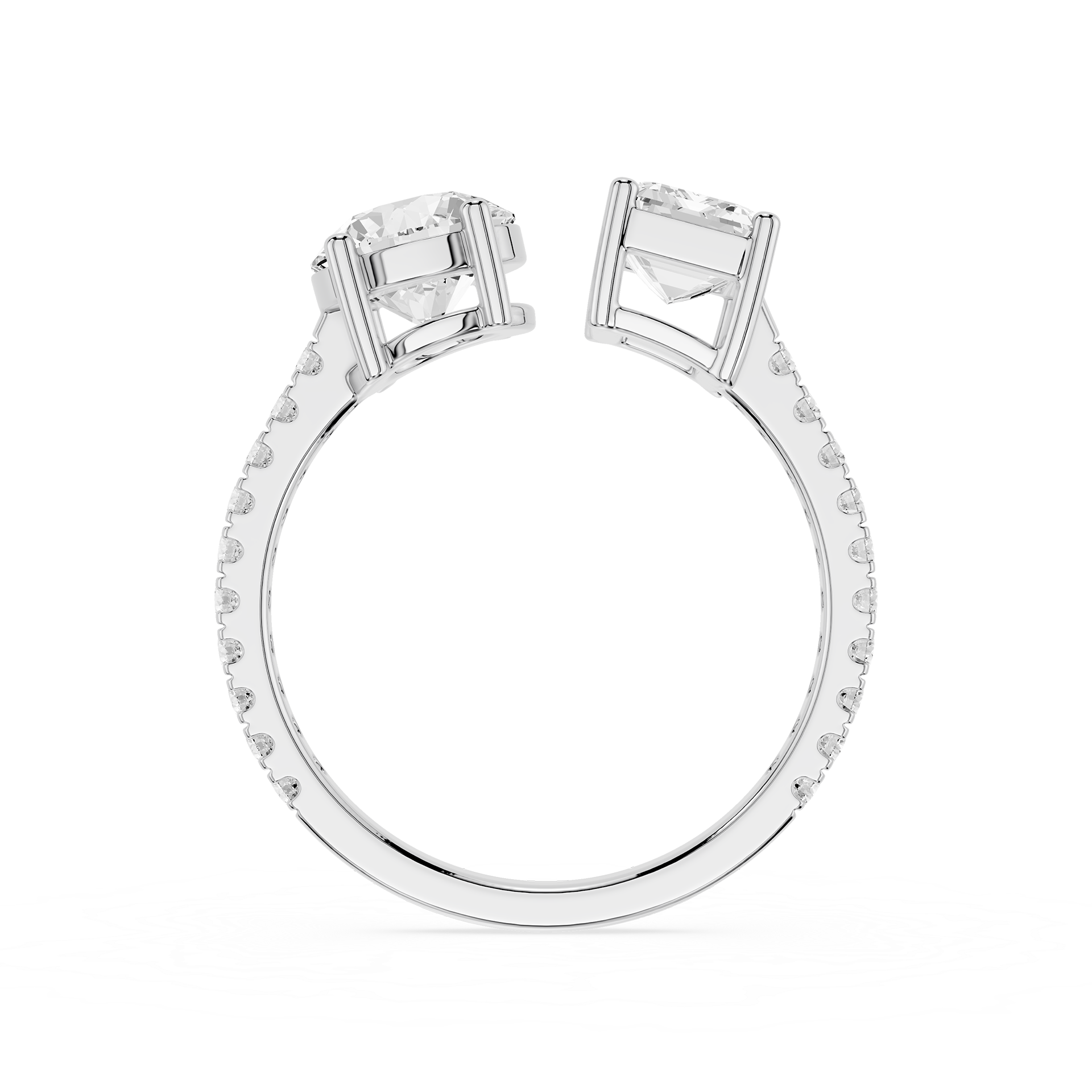 Round And Emerald Lab Grown Diamond Toi et Moi Accent Ring