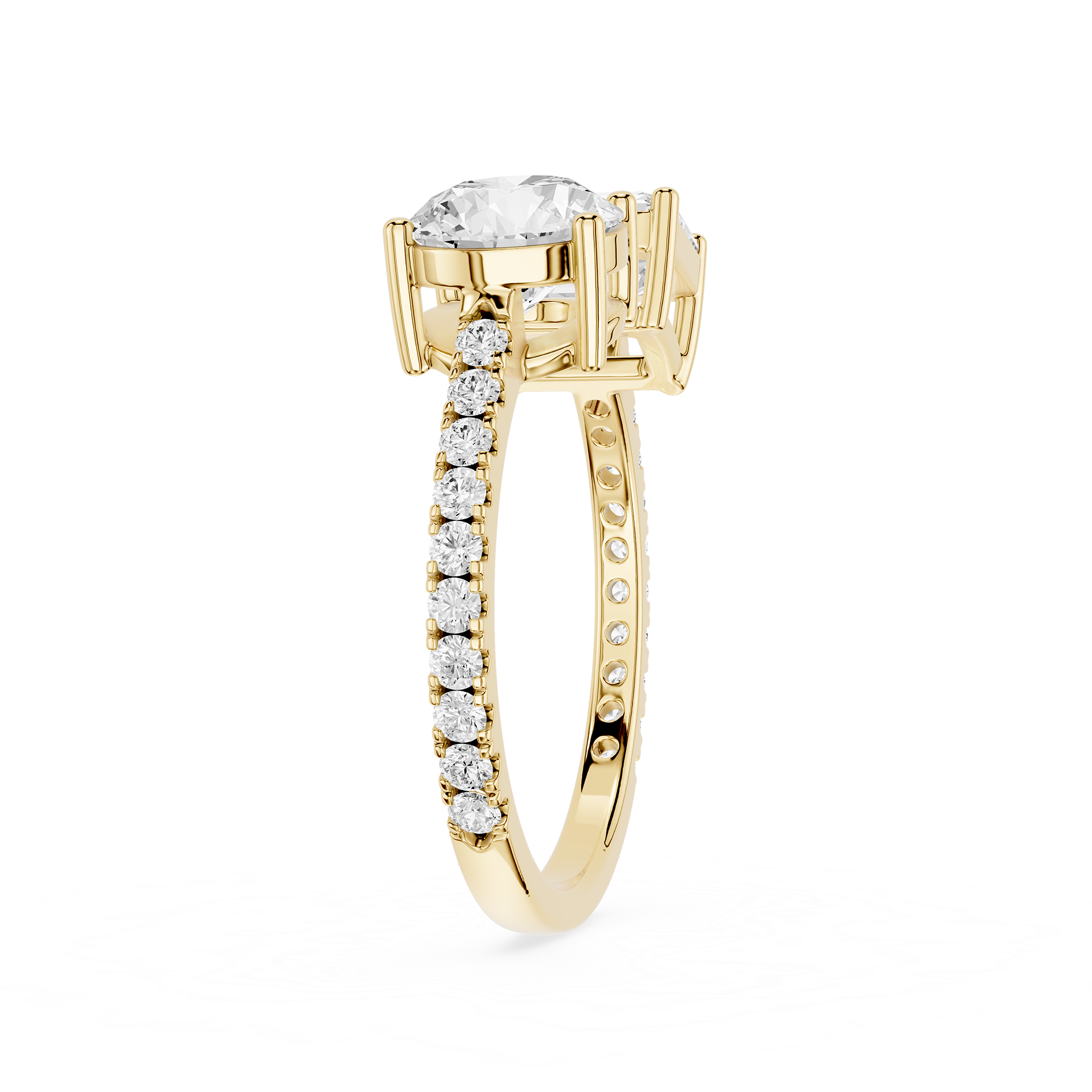 Round And Emerald Lab Grown Diamond Toi et Moi Accent Ring