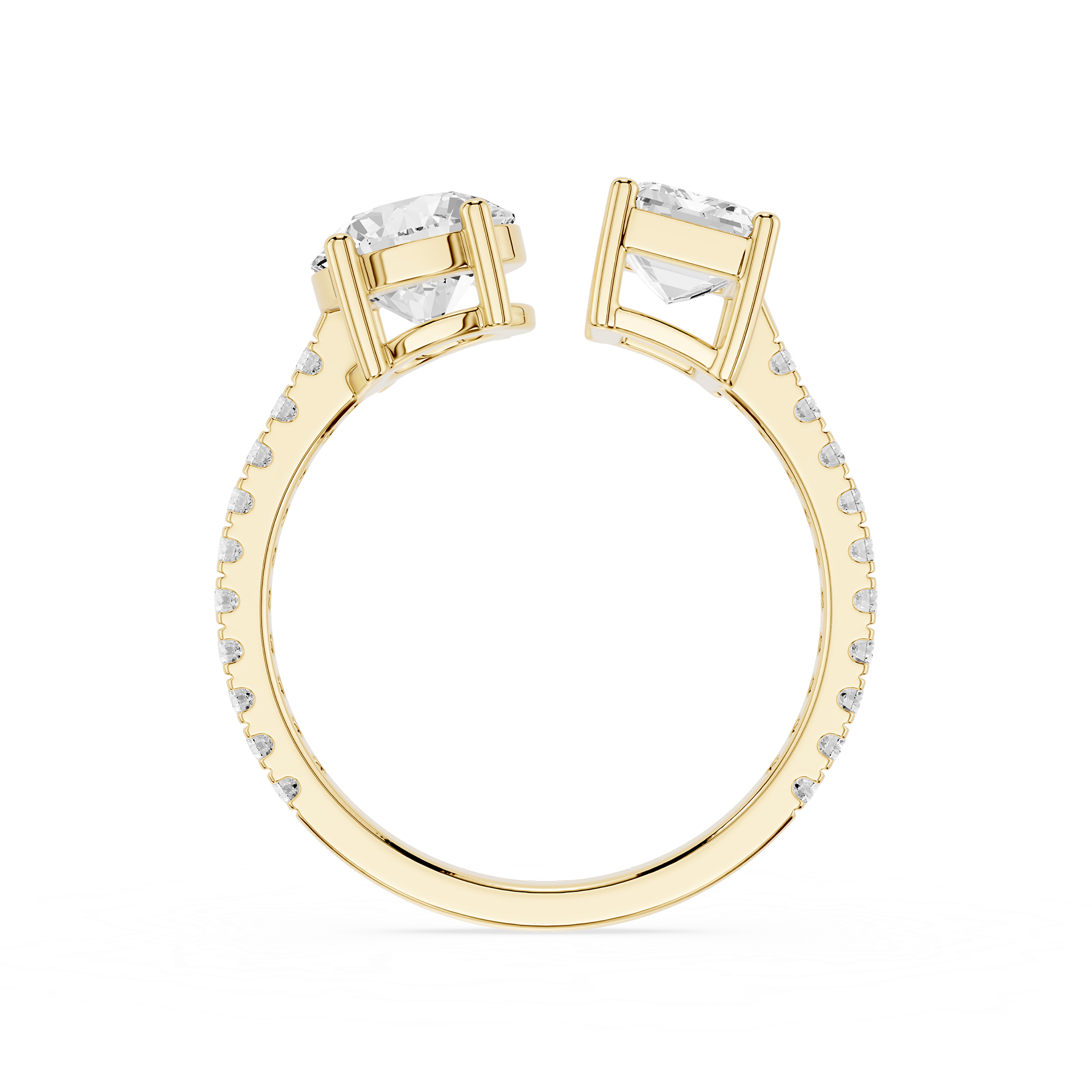 Round And Emerald Lab Grown Diamond Toi et Moi Accent Ring