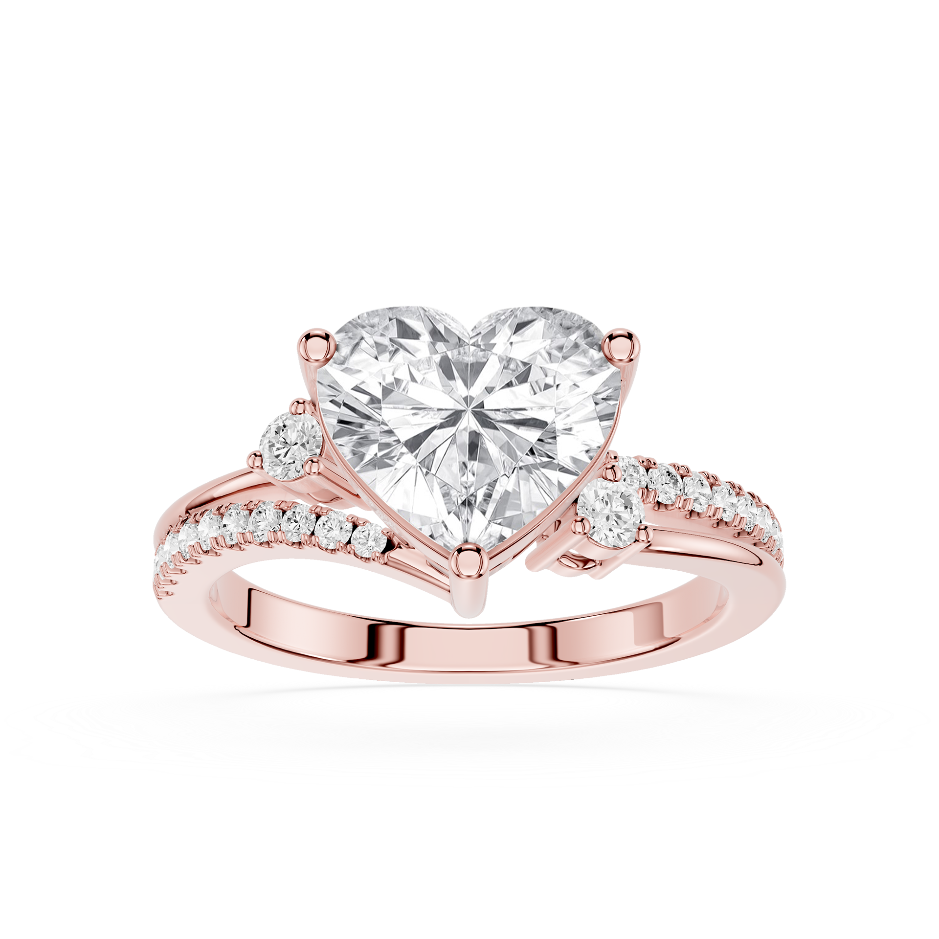 Heart Cut Lab Grown Diamond Solitaire Accent Ring