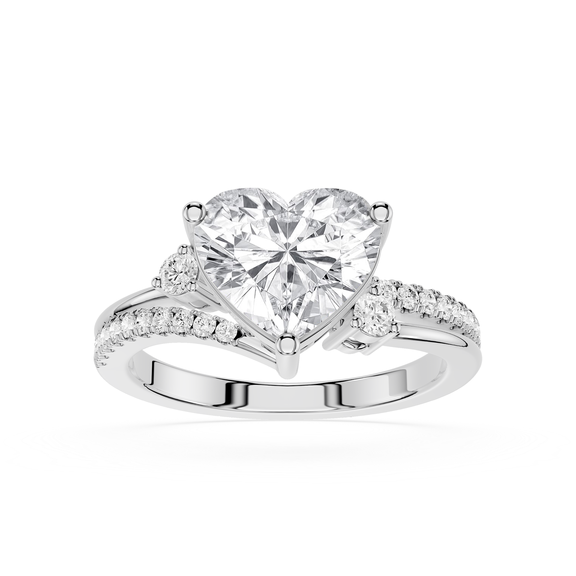 Heart Cut Lab Grown Diamond Solitaire Accent Ring