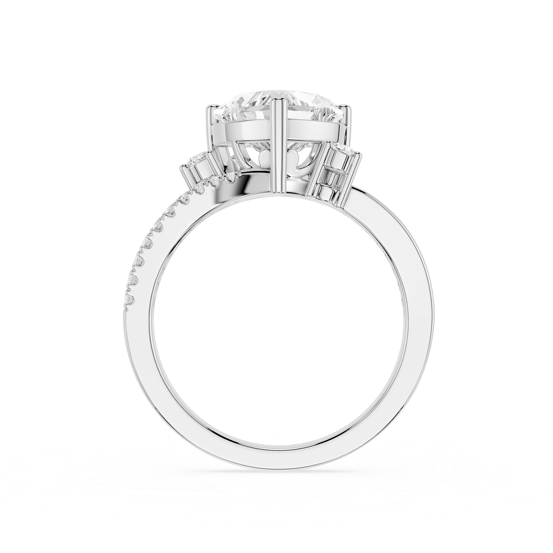 Heart Cut Lab Grown Diamond Solitaire Accent Ring