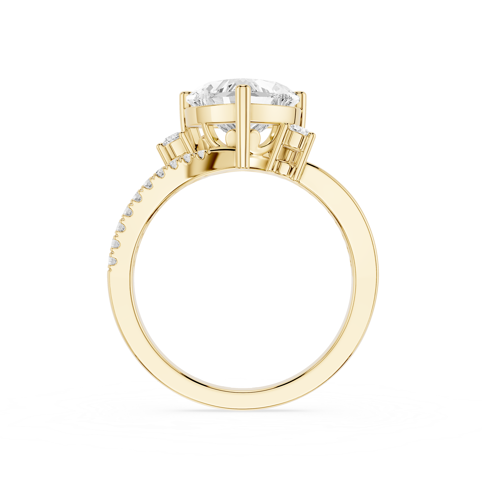 Heart Cut Lab Grown Diamond Solitaire Accent Ring