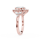 Oval Cut Lab Grown Diamond Floral Halo Engagement Ring